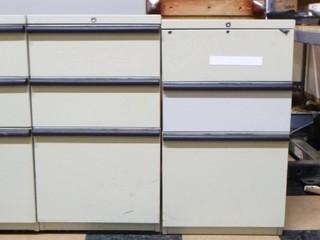 3-Drawer Filing Cabinet (2 pcs), (1 pc) w/ Wheels * Missing one Handle