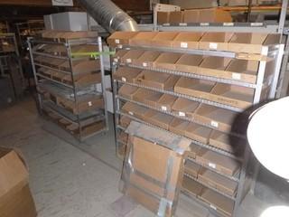 Metal Shelving (4 Units) 57"x57" (2 pcs), 47"x63" (1 pc), 91"x73" (1 pc), * Comes w/ Qty of Carboard "Parts" Boxes