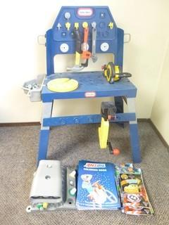 Little Tikes Play Tool Bench w/ AMS Oil Coloring Books, Disney & Nickelodeon Play Packs