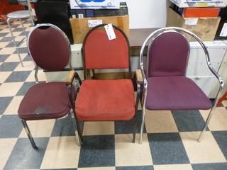 (3) Metal Frame Chairs w/ Cloth Seats/Back