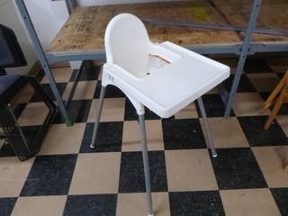 NEW High Chair never used, Metal Legs, Collapsible, Click Together Design.