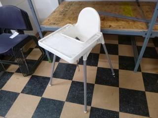 NEW High Chair never used, Metal Legs, Collapsible, Click Together Design.