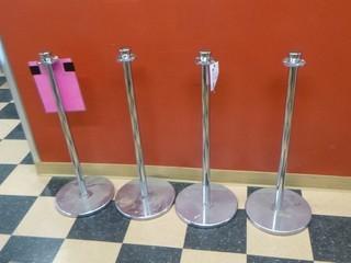 (4) Crowd Control Stanchions, No Connector/Rope