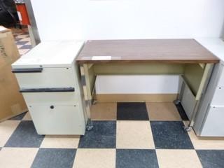 Portable Desk w/ Portable 3 Drawer Horizontal File Cabinet, 36" x 18" x 27"