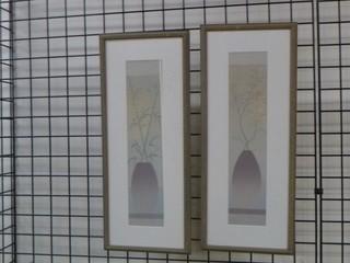 (2) Framed Pictures (Vase w/ Leaves)