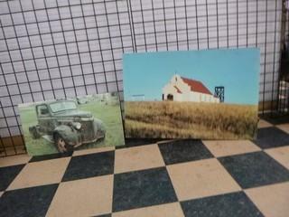 (2) Prints Without Frames (GMC Truck, Church)