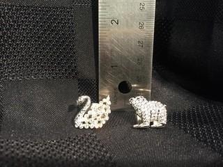 (2) Swarovski Crystal Tie Pins.