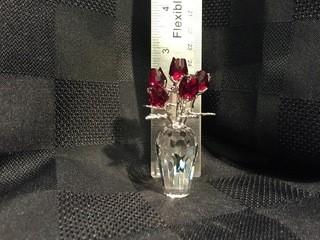 Swarovski Crystal Bouquet of (6) Red Roses.