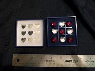 Swarovski Crystal X's & O's Game with Clear & Red Hearts.