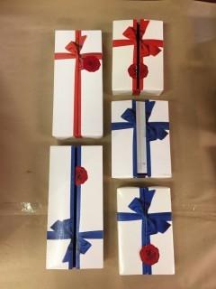 (2) Large (3) Small Ribbon Designed Boxes.