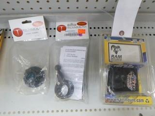 (1) Ram Mount 2 1/2" Base, 1" Ball, Part RAM-B-202, (2) Tech Mounts 4G Handle Bar Mount Kit, Part Tech-4-30912B