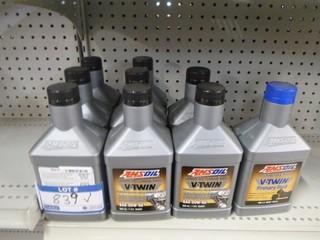 (8) Amsoil V Twin Synthetic Motorcycle Oil, 20w50, 946ml, (1) Amsoil V Twin Primary Fluid, 946 ml
