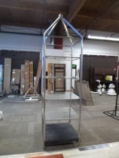 Display Stand w/ Glass Shelves, 26" x 26" x 98"