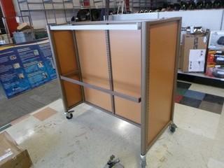 Metal Framed Display Shelving on Heavy Duty Casters Wheels (Double Sided) 55"x28"x54".  Perfect for clothing racks Wilson Brand made in Canada.