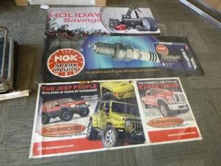 (3) Banners, 59.5"x27", 74"x26", 59.5"x24"