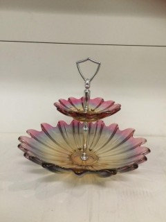 2-Tier Coloured Glass Stand.