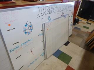 (4) White Boards, Various Sizes, 8ft by 4ft, (2) 3ftx4ft, 16"x16"