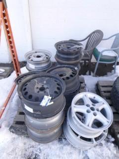 Qty of Steel and Aluminum Rims, Used, Various Sizes