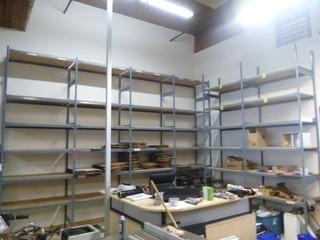 Industrial EZ Rect Racking Approx. 12' x 31" Deep, 6 Bays Approx. 50" Each, 6 Shelves Per Bay, Special Ordered with Bolt Down Feet Welded On A Must for OHS Compliance