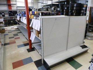 Wilson Brand Gondola Shelving w/ One End Cap and Shelves, Approx. 256" x 73" x 55", Made in Canada  36" by 48" Shelves HUGE weight Capacity.
