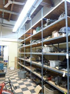Industrial Ez Rect Racking Approx. 12' High x 36" deep, 5 Bays, Approx. 50" Each Bay, 6 Shelves Per Bay, Special Ordered with Bolt Down Feet Welded On A Must for OHS Compliance
