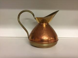 Brass & Hammered Copper Pitcher.