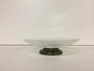 Glass Plate on Silver Pedestal.