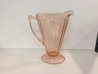 Pink Glass Pitcher, Cracked.