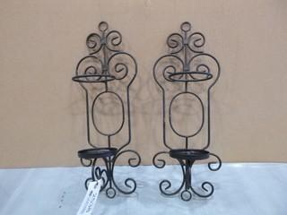 (2) Wall Mounted Candle Holders, 19 3/4 " Tall (E5-5-1)