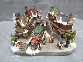 Christmas Village Train Station Ornamental Collectable, Electrically Operable, *Note NO AC Adapter* (E5-1-3)