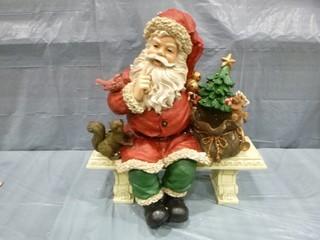 Santa Sitting On Bench Ornament, 2'Tall (E5-3-1)