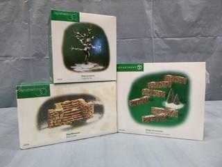 Department 56, "Craggy Oak Tree", "Stone Stairway", "Stone Walls" Ornamental Collectibles (E5-1-3)