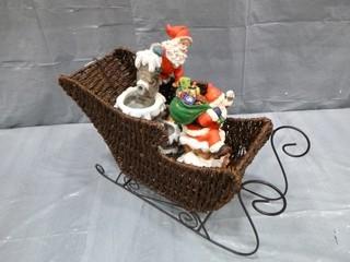 Wicker Sleds with (2) Santa Ornaments (E5-1-3)