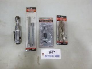 (1) Blue Point 1/4" Air Impact Wrench, (1) New 3/8" Extension Bars, (1) New 5" Vice Grip, (1) New Tubing Cutter (A2)