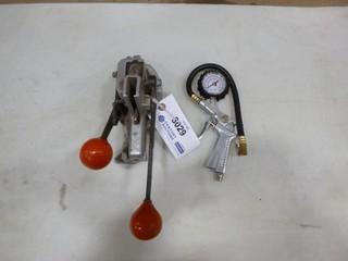 (1) Used Signode Seal Feed Strapping Machine, (1) New Air Inflator With Gauge (A2)