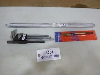 (1) 20" Tire Pry Bar, (1) New Diamond Glass Cutter, (1) New Set of Hex Allen Wrenches SAE 3/8"- 1/16" (A2)