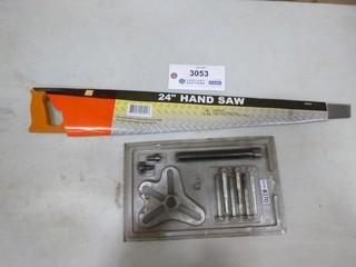 (1) New Pully Puller Set, (1) New 24" Hand Saw (A2)