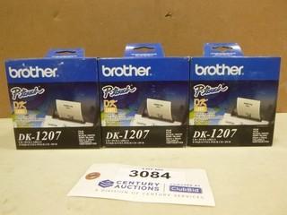 (3) New Boxes Of P-Touch Brother Labels, 100 Labels Per Box (A2)