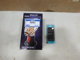 (1) New Football Snack Dispenser, (1) New Slim Portable Blue Tooth Speaker (B1)