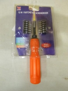 (1) New 12 In 1 Ratcheting Screw Driver Set (B1)