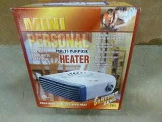 Comfort Zone Mini Personal Heater, 500 / 1000 Watts, 3412 BTUs (A1)