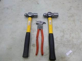 (1) Fencing Pliers (New),  (1) 32oz Ball Peen Hammer (New), (1) 24oz Ball Peen Hammer (New) (A2)