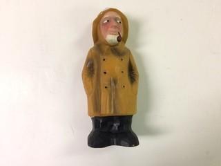 Vintage Sea Captain Bank 7" Tall - 1970'S - With Tall Ship Pipe - Nautical Gortons Yellow Raincoat.