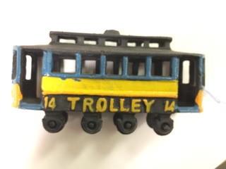 Trolley Car #14 Wagon - Cast Iron - 1950'S - 7.5".