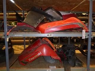 Full Set of Red Kawasaki Brute Force 650i & 750 Plastics And Seat, No Cracks in Colored Plastics