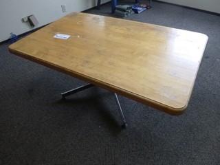 Approx. 48in X 30in X 19in Wood Table W/ Metal Base