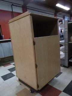 Approx. 30in X 25in X 50in Wood Storage Bin, Garbage Bin with door for easy access.