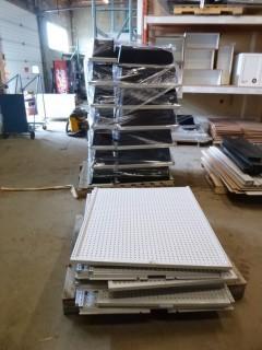 Qty Of Wilson Brand Gondola Shelving End Cap Parts, Made In Canada *Note: Missing Some Wall Pieces*, Wilson Brand Made in Canada, Approx. 9 Platforms, 21 End Cap Pieces