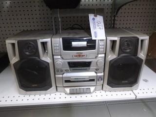 Sanyo Stero CD And Cassette Player, Old School Boombox even has battery slot.