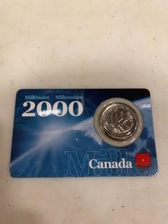 (1) 2000 Canada Twenty-Five Cent Encapsulated On Card